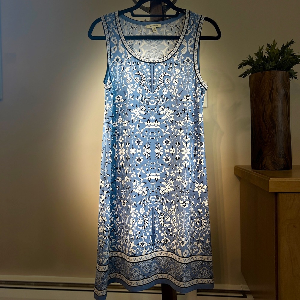 MAX STUDIO Women's Sleeveless Dress, BLUE/WHITE, Size S